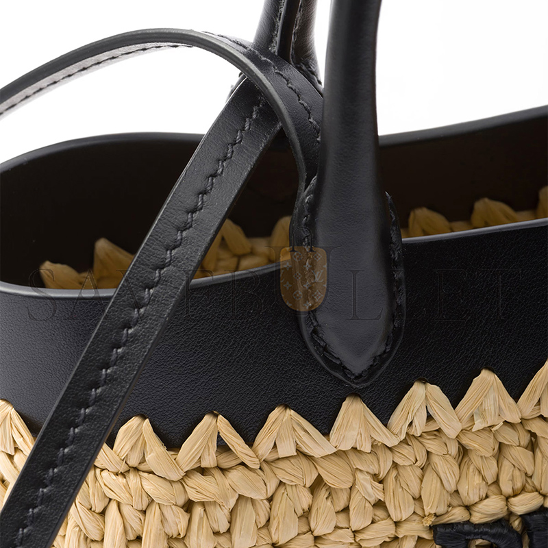 PRADA MINI CROCHET AND LEATHER TOTE BAG 1BG501 (21*16*10cm)